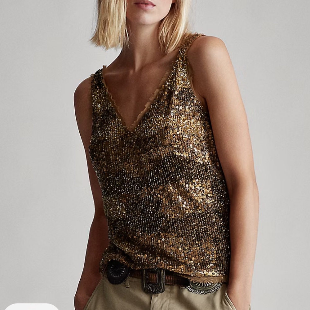 Polo Ralph Lauren Sequined Metallic-hued  Tank